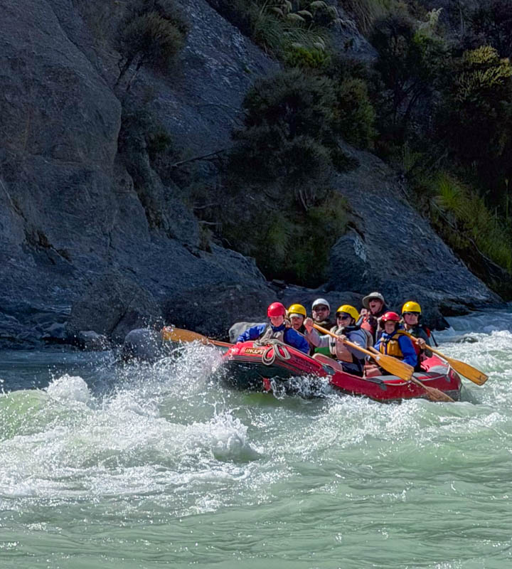 Rafting through Grade II rapids on the Clarence